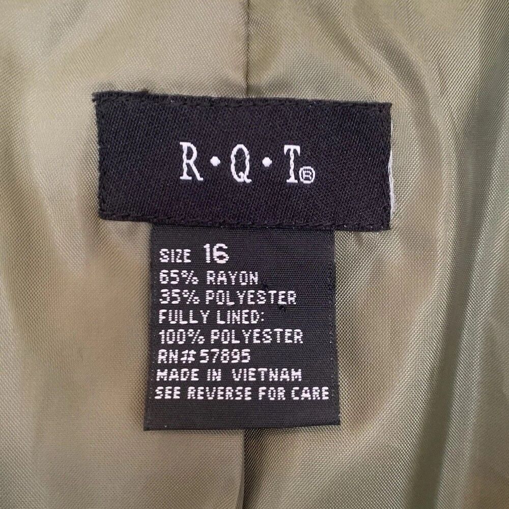 RQT Zebra Print Blazer Womens Size 16 Green Lined Long Sleeve Suit Jacket Office - Picture 6 of 8